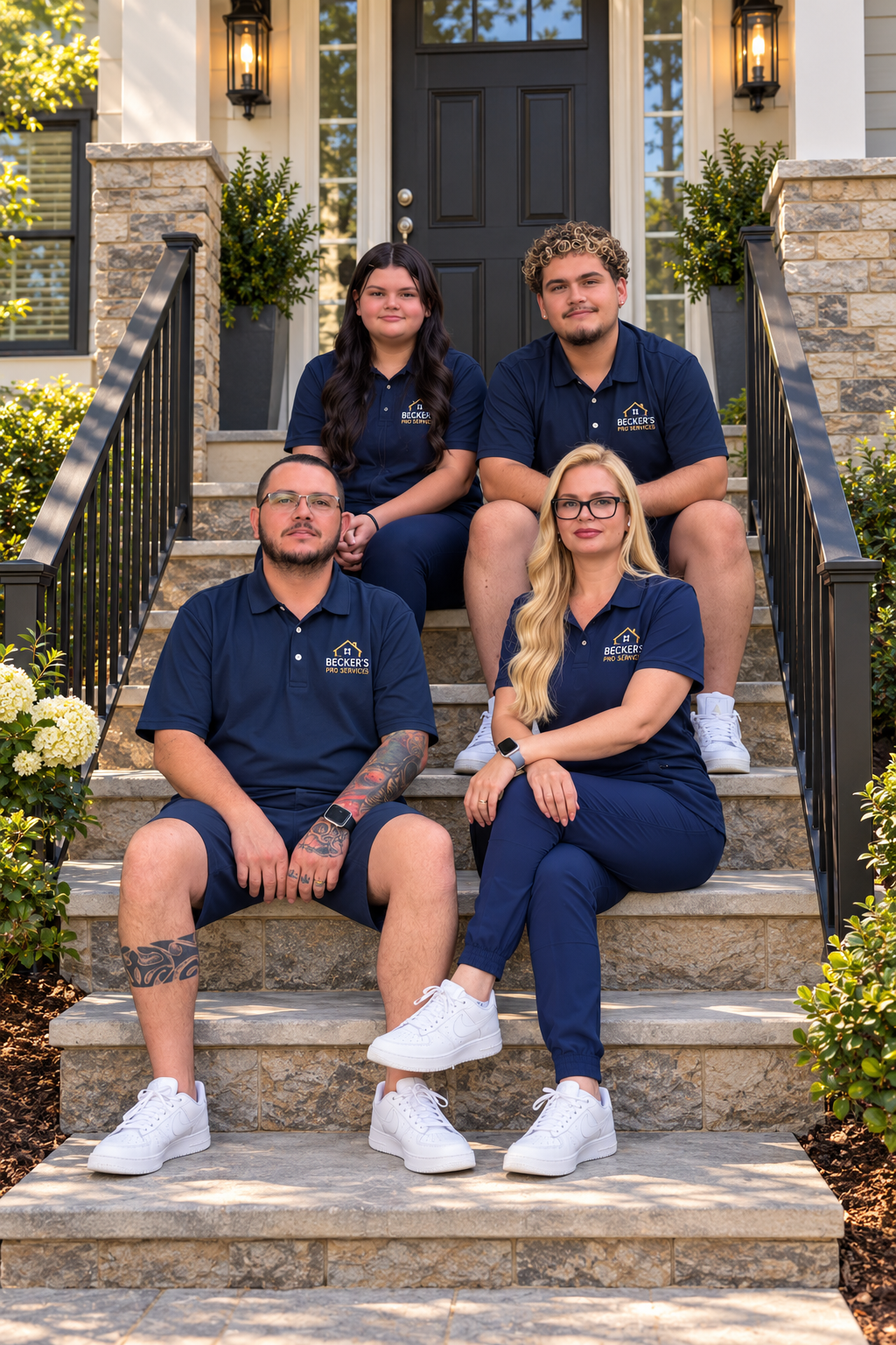 The Becker’s Pro Services family team in company uniforms