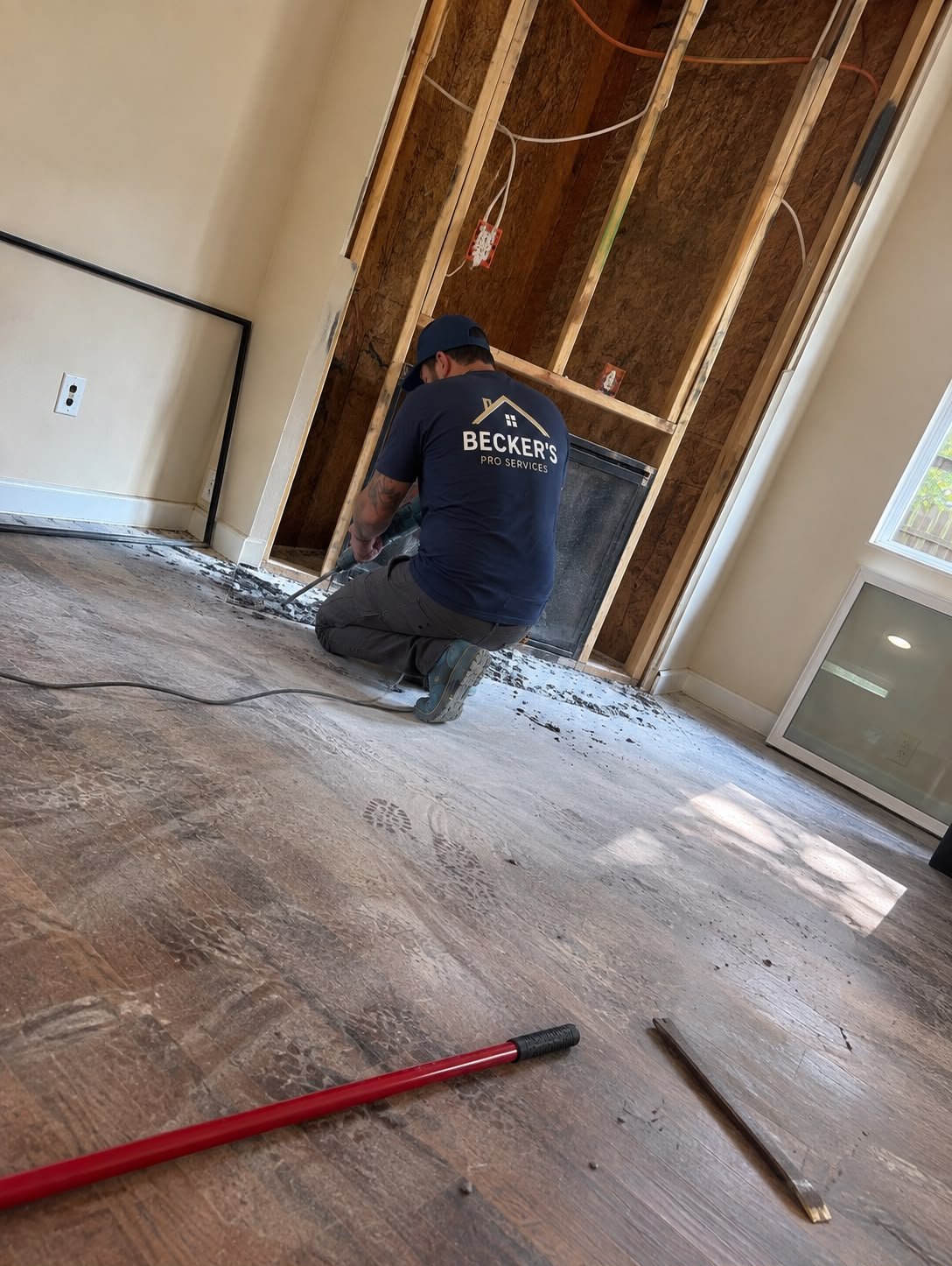 Living area during the interior renovation before completion